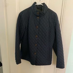 Lands End down riding coat navy blue sz M EUC